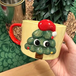 Hand-Painted 3D Cute Christmas Tree-Shaped Mug