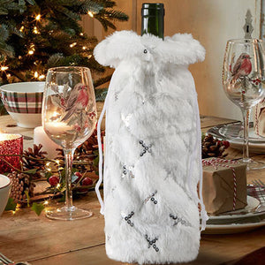 Plush Snowflake Christmas Bottle Cover