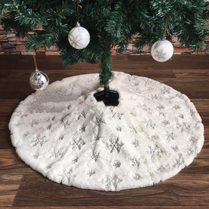 Golden Embroidered Snowflake Tree Skirt