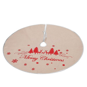 Christmas Linen Snowflakes Tree Skirt Decoration