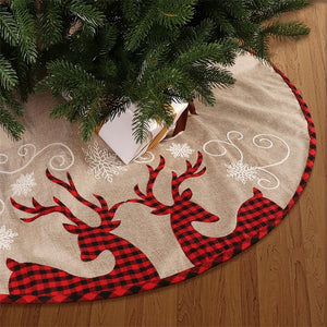 Linen Deer Christmas Tree Skirt Decoration