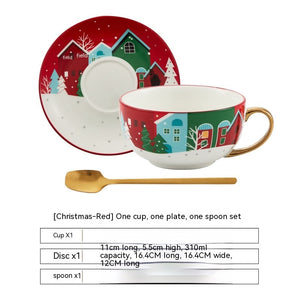 White Snow Ins Christmas Ceramic Cup Set